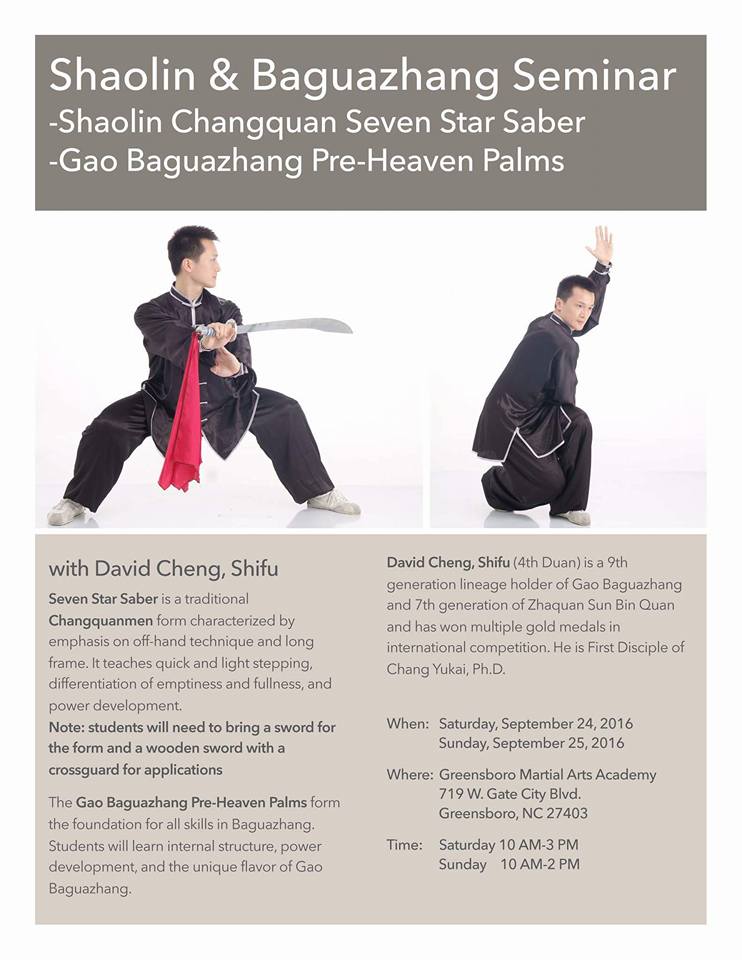 Shaolin Seven Star Saber and Gao Bagua Zhang Pre-Heaven Palms Seminar